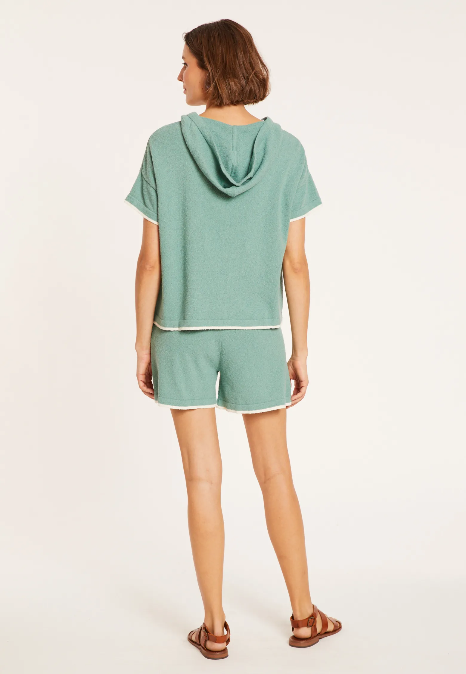 Montagut Short sleeve brushed cotton zip-up sweatshirt - Mackenzie