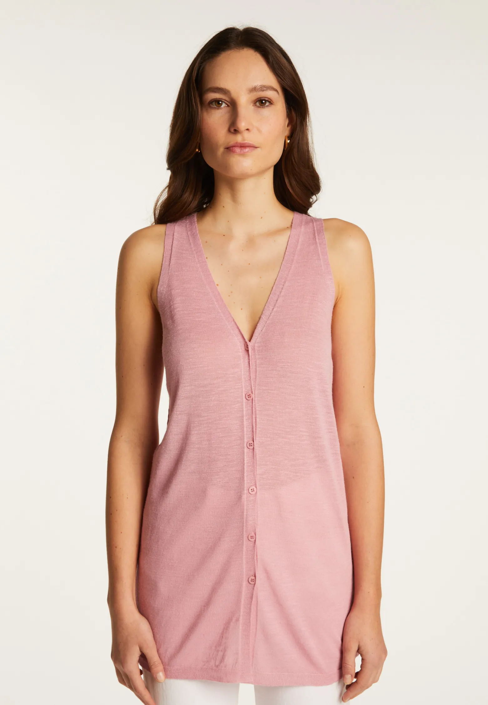 Montagut Short sleeved slub linen vest - Dara