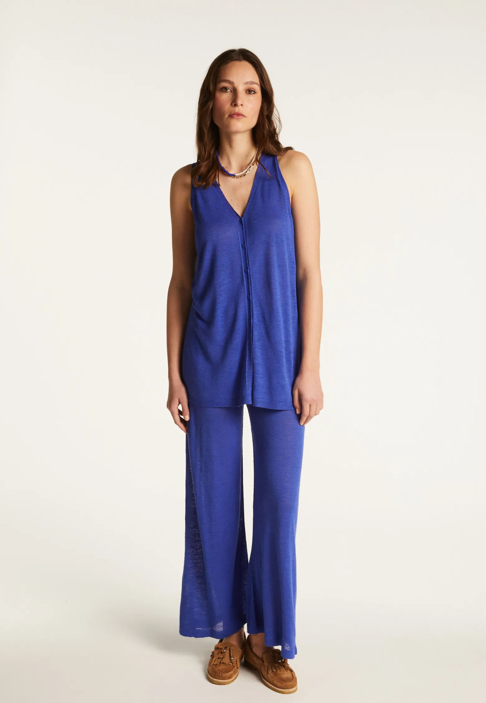 Montagut Short sleeved slub linen vest - Dara