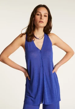 Montagut Short sleeved slub linen vest - Dara