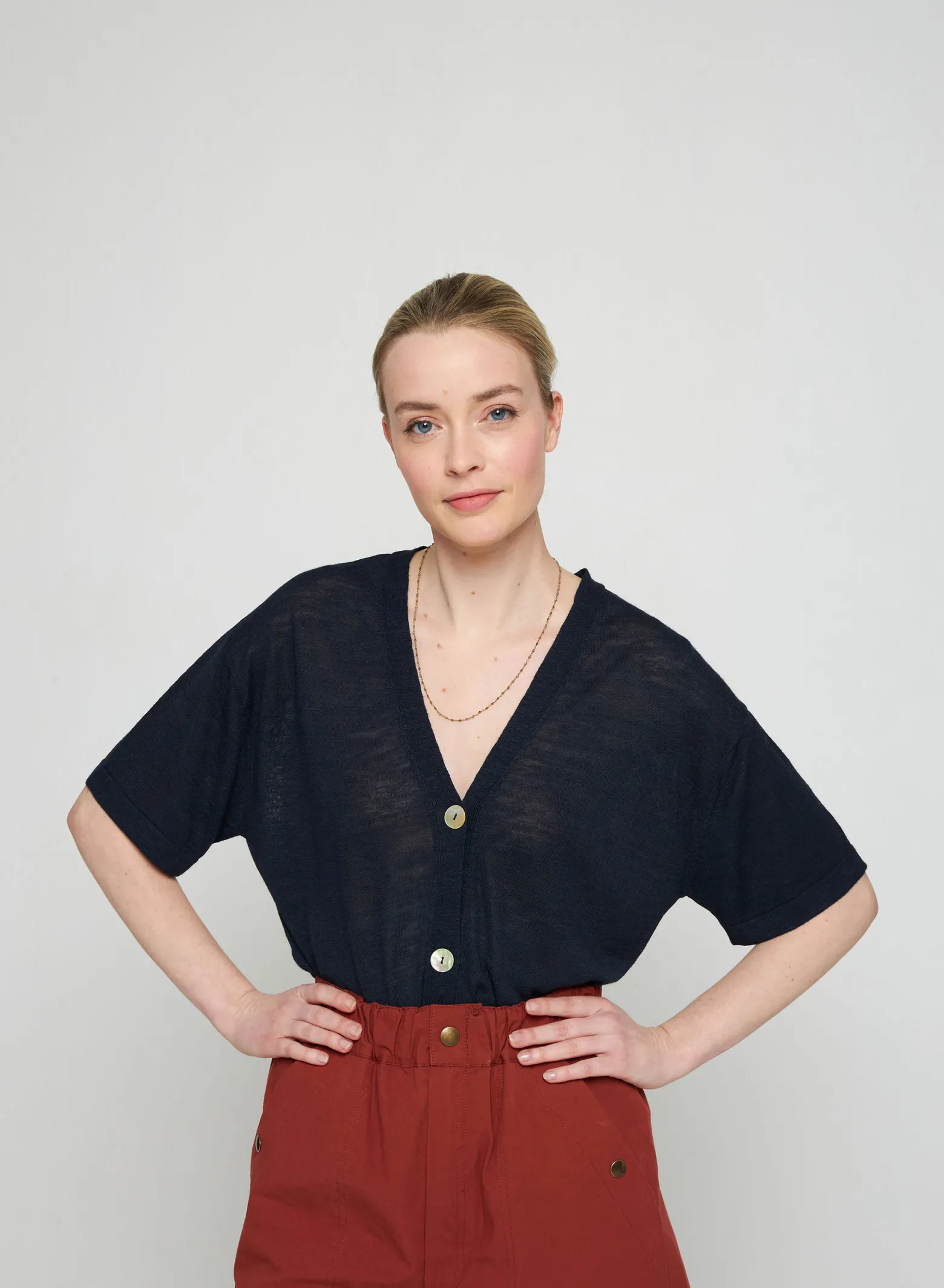 Montagut Short sleeves flamed linen cardigan - Tanya
