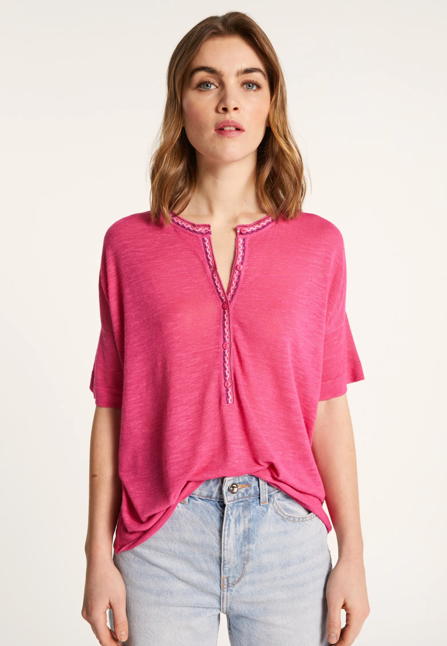 Montagut Short-sleeved cotton and linen cardigan - Lauria