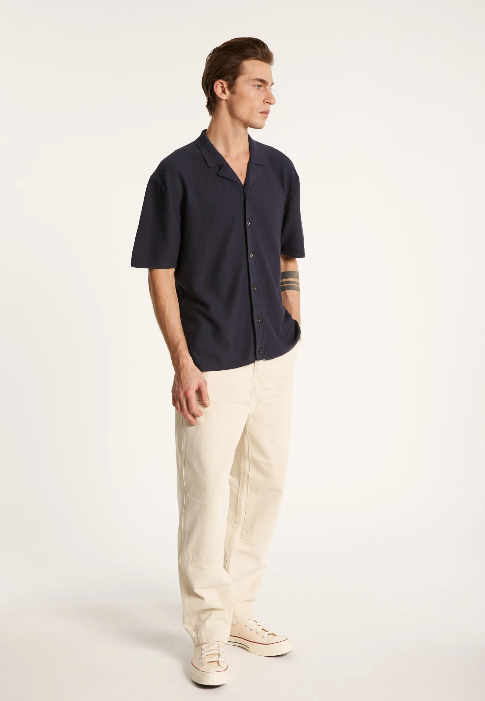 Montagut Short-sleeved cotton and linen shirt - Igino