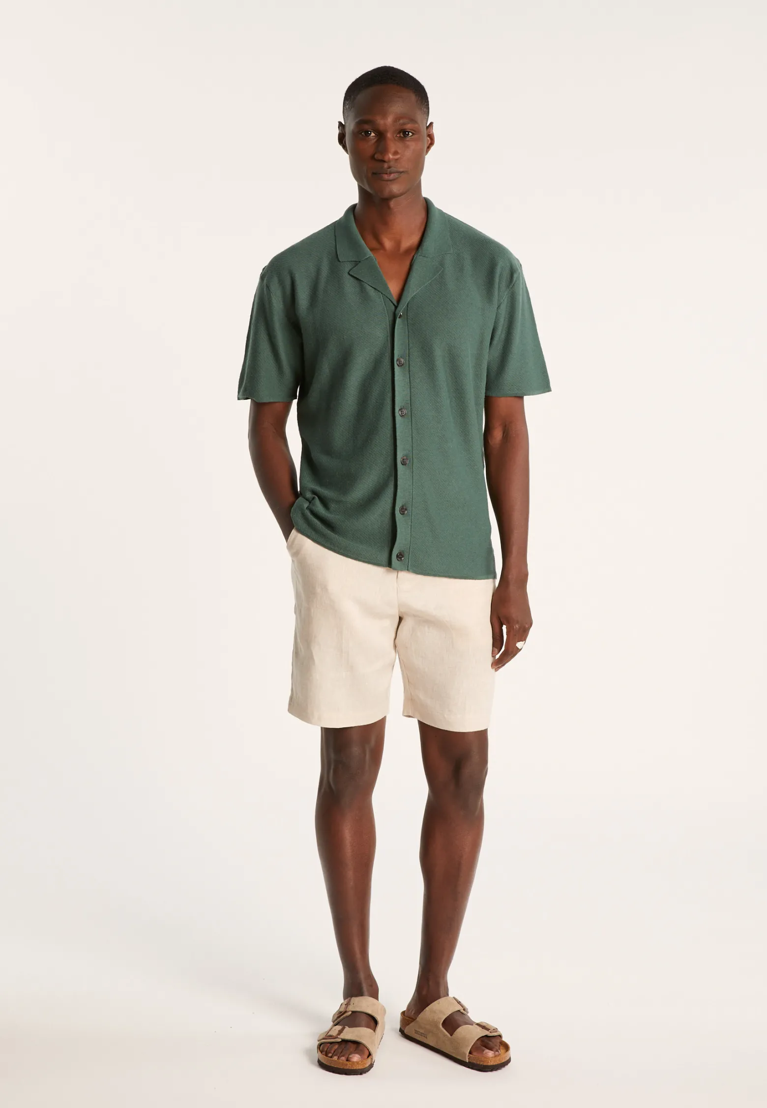 Montagut Short-sleeved cotton and linen shirt - Igino