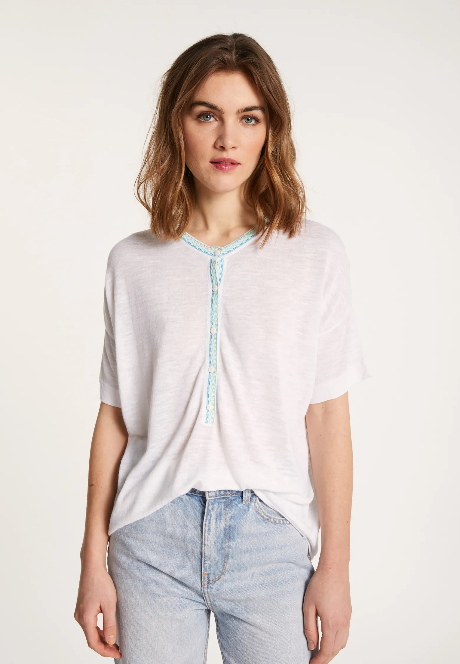 Montagut Short-sleeved cotton and linen cardigan - Lauria