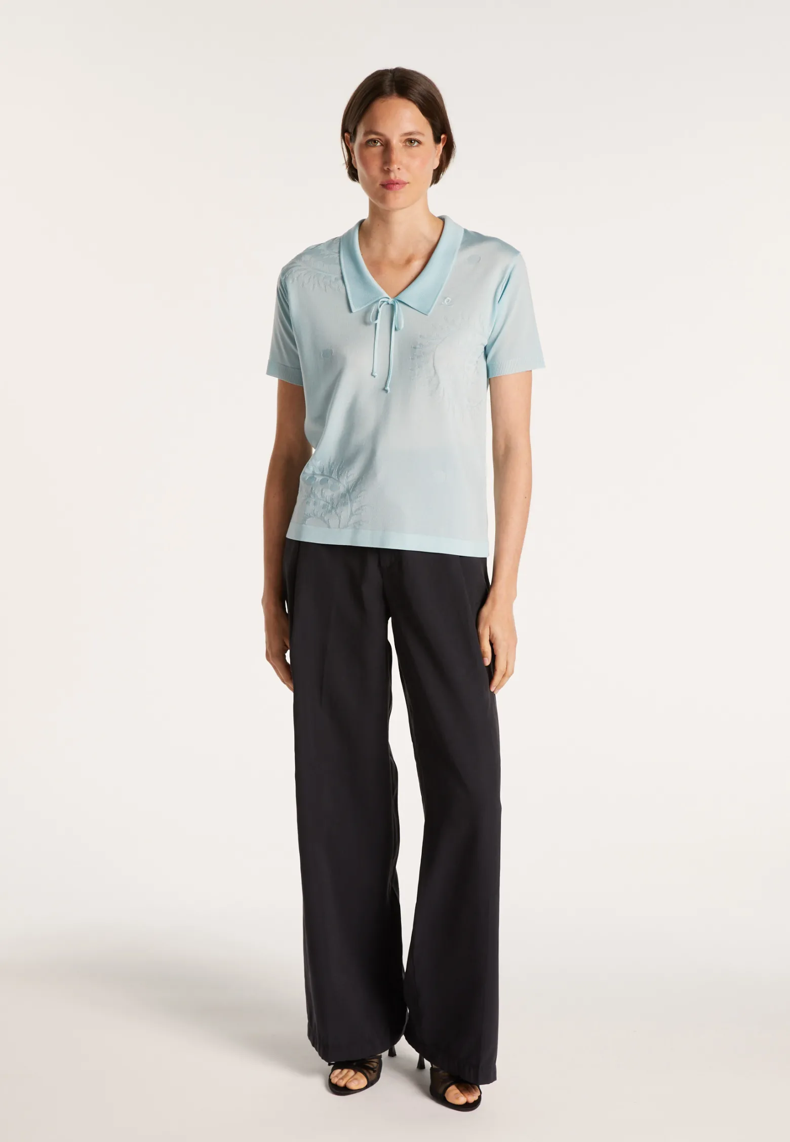 Montagut Short-sleeved patterned T-shirt in Fil Lumière - Evy