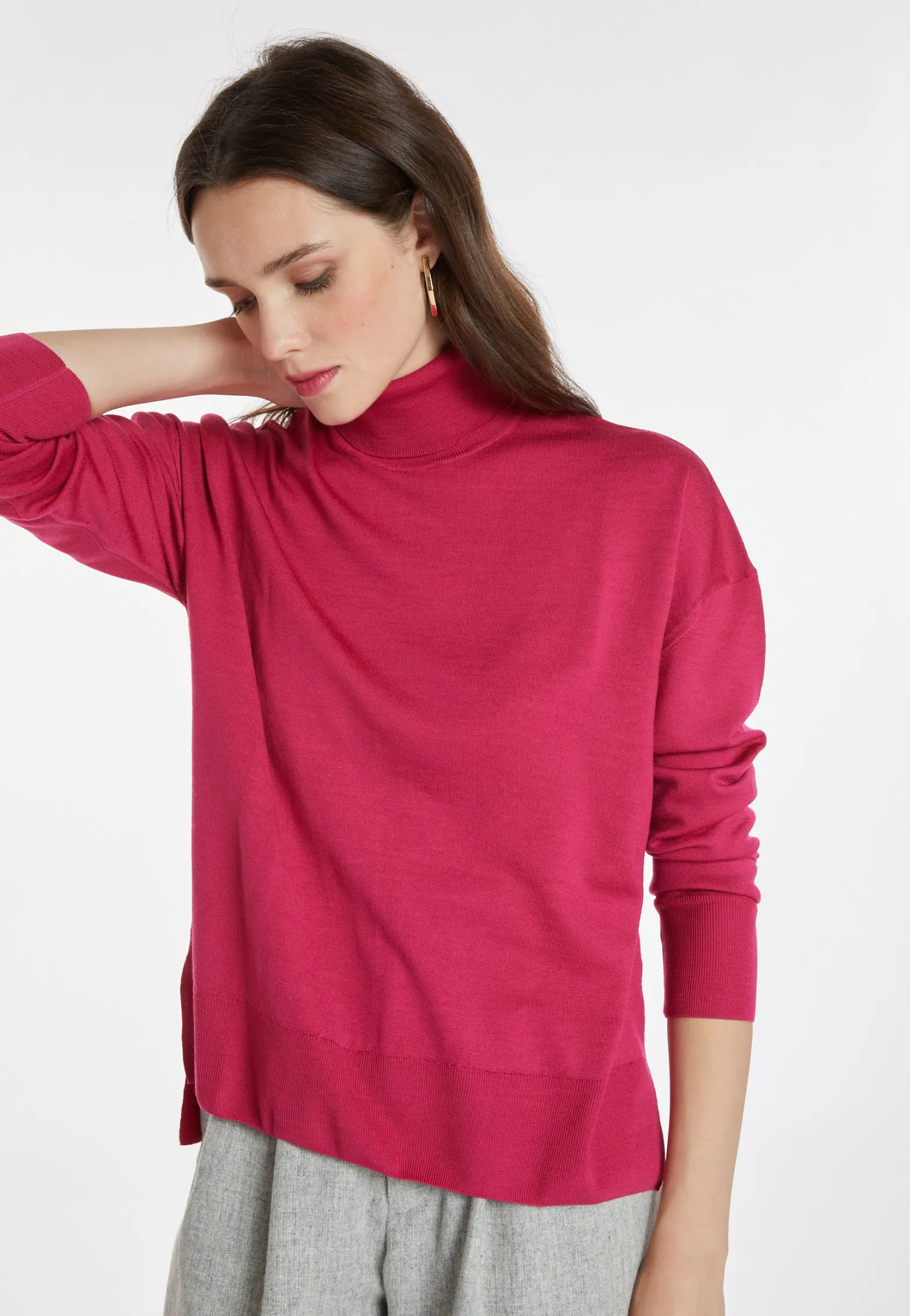 Montagut Slit turtleneck sweater in merino wool - Amy