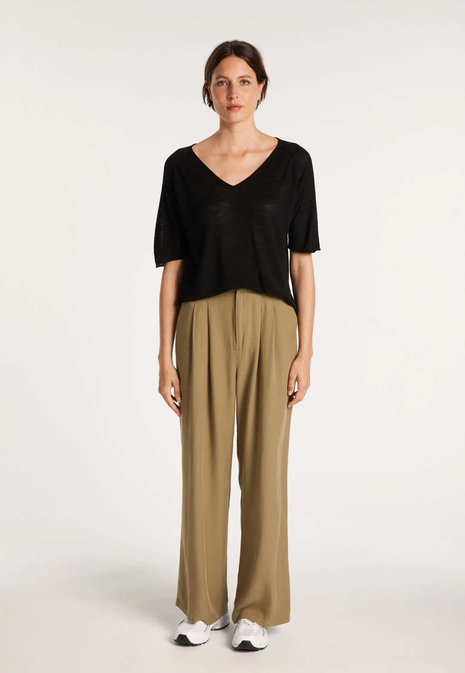 Montagut Slub linen elbow-sleeved T-shirt - Bonbon