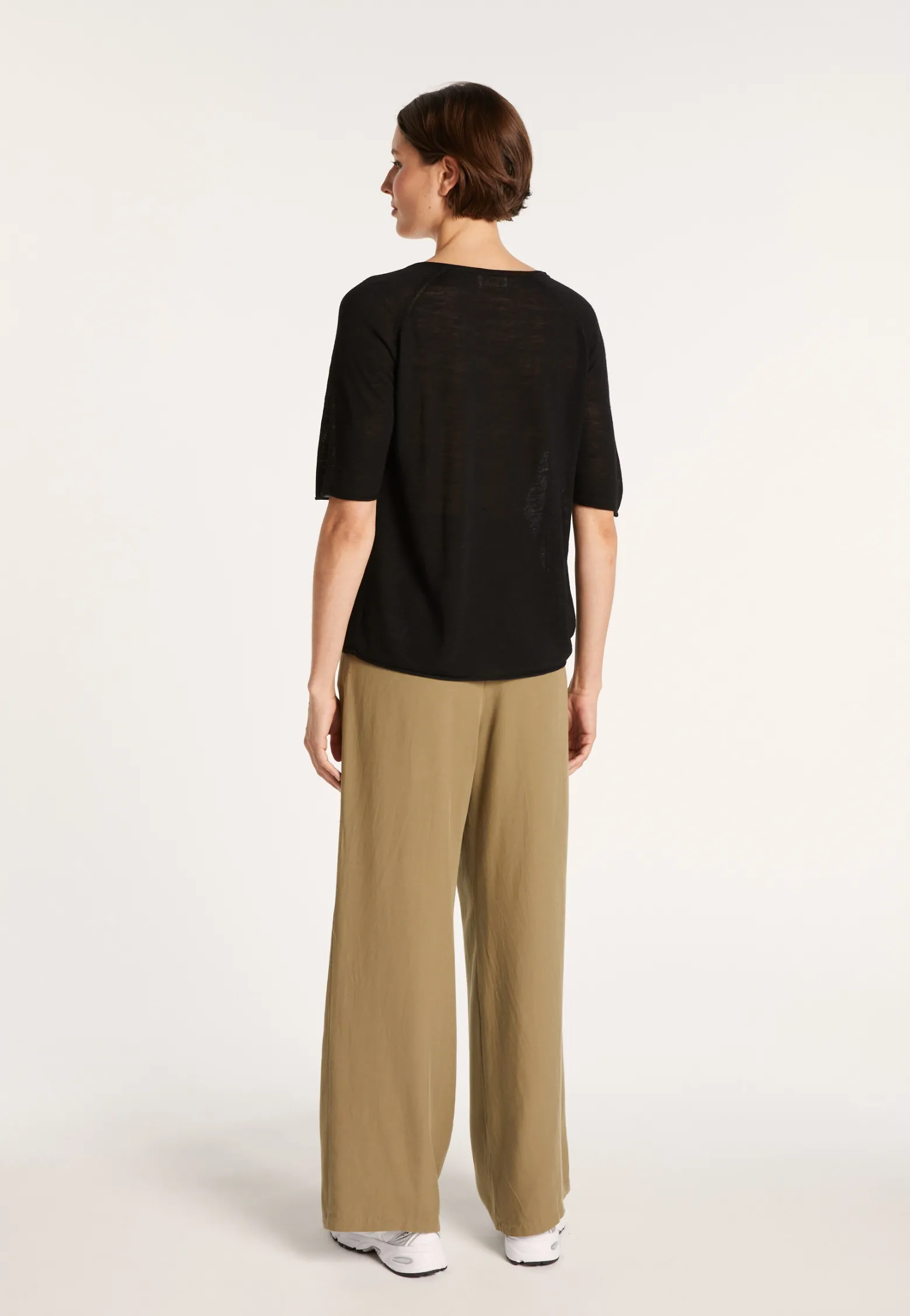 Montagut Slub linen elbow-sleeved T-shirt - Bonbon