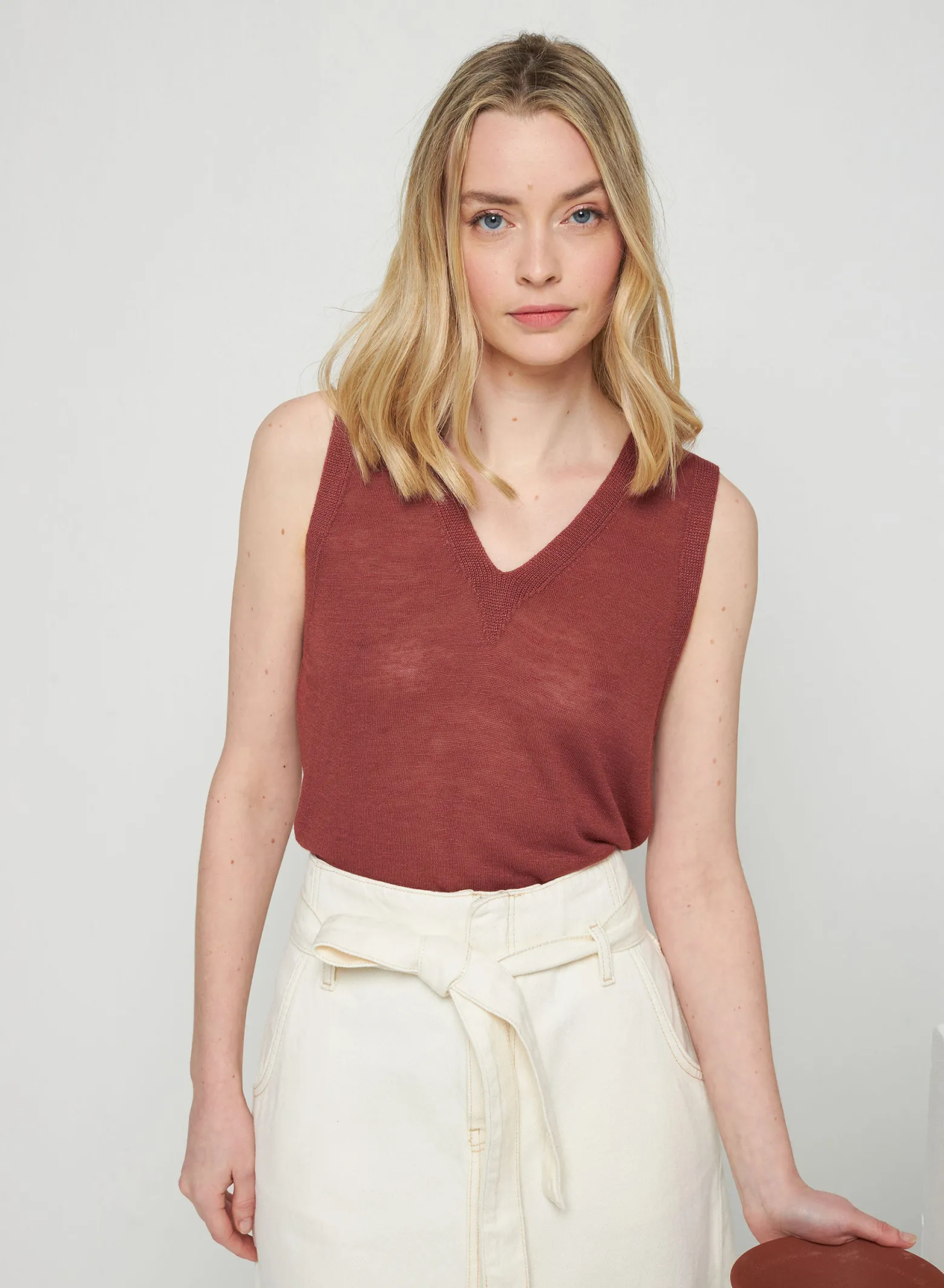 Montagut Slub linen tank top - Tahiti