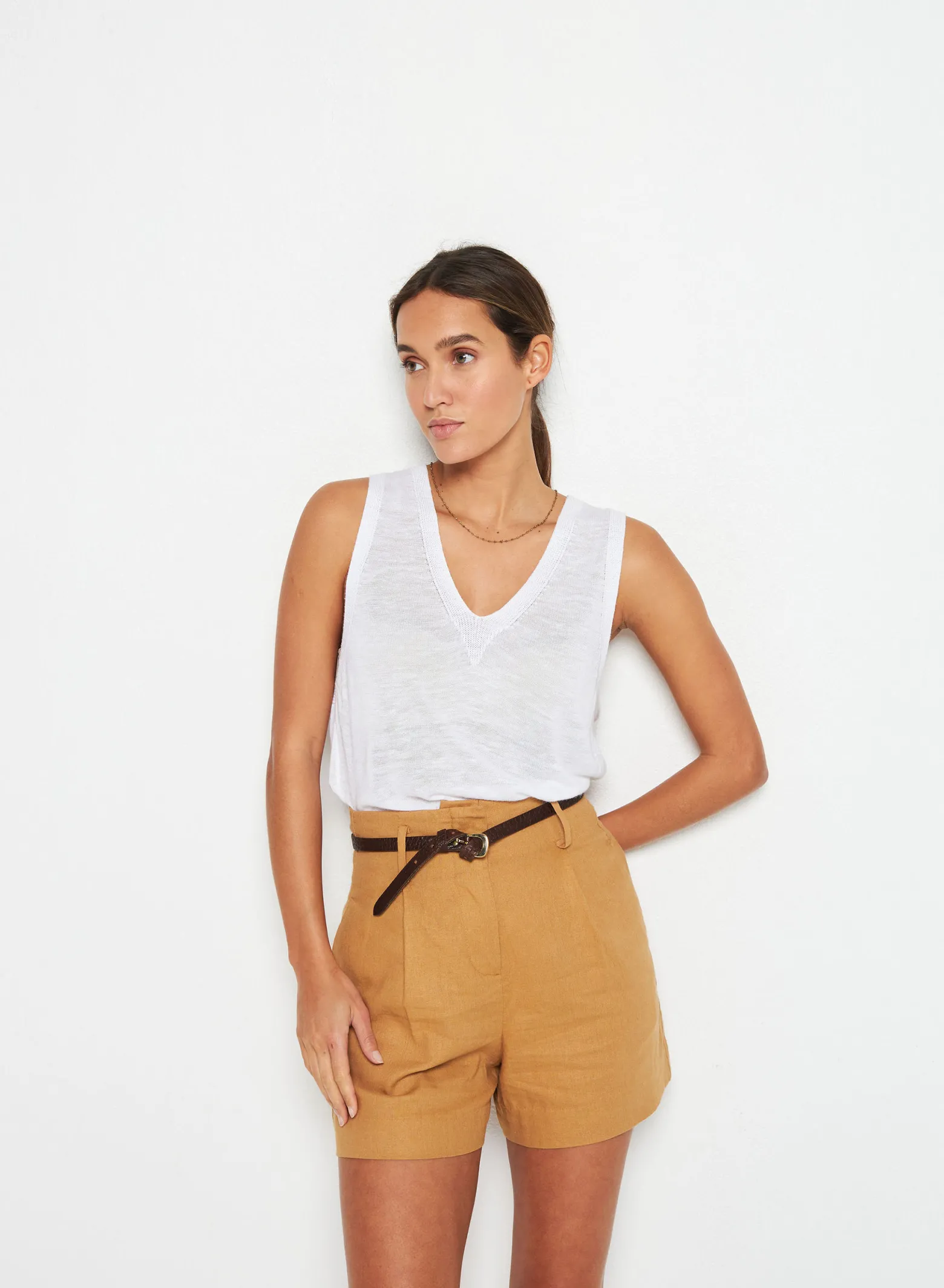 Montagut Slub linen tank top - Tahiti