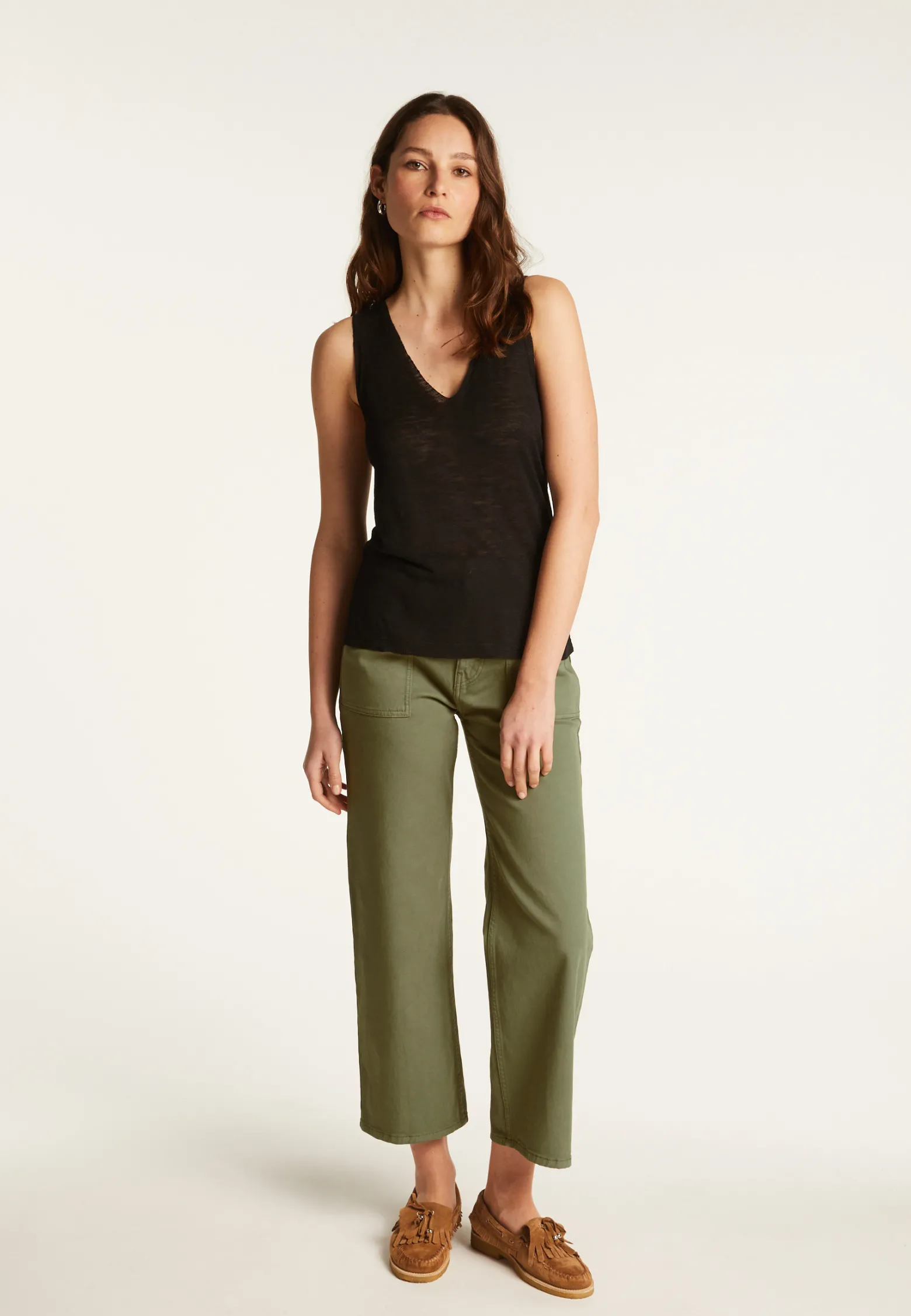 Montagut Slub linen V-neck tank top - Lalita