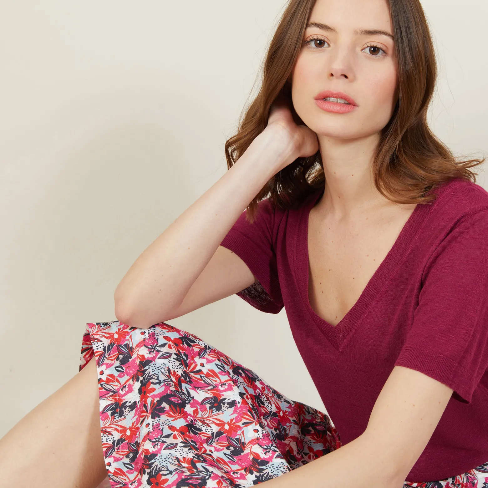 Montagut Slub linen V-neck T-shirt - Bountie
