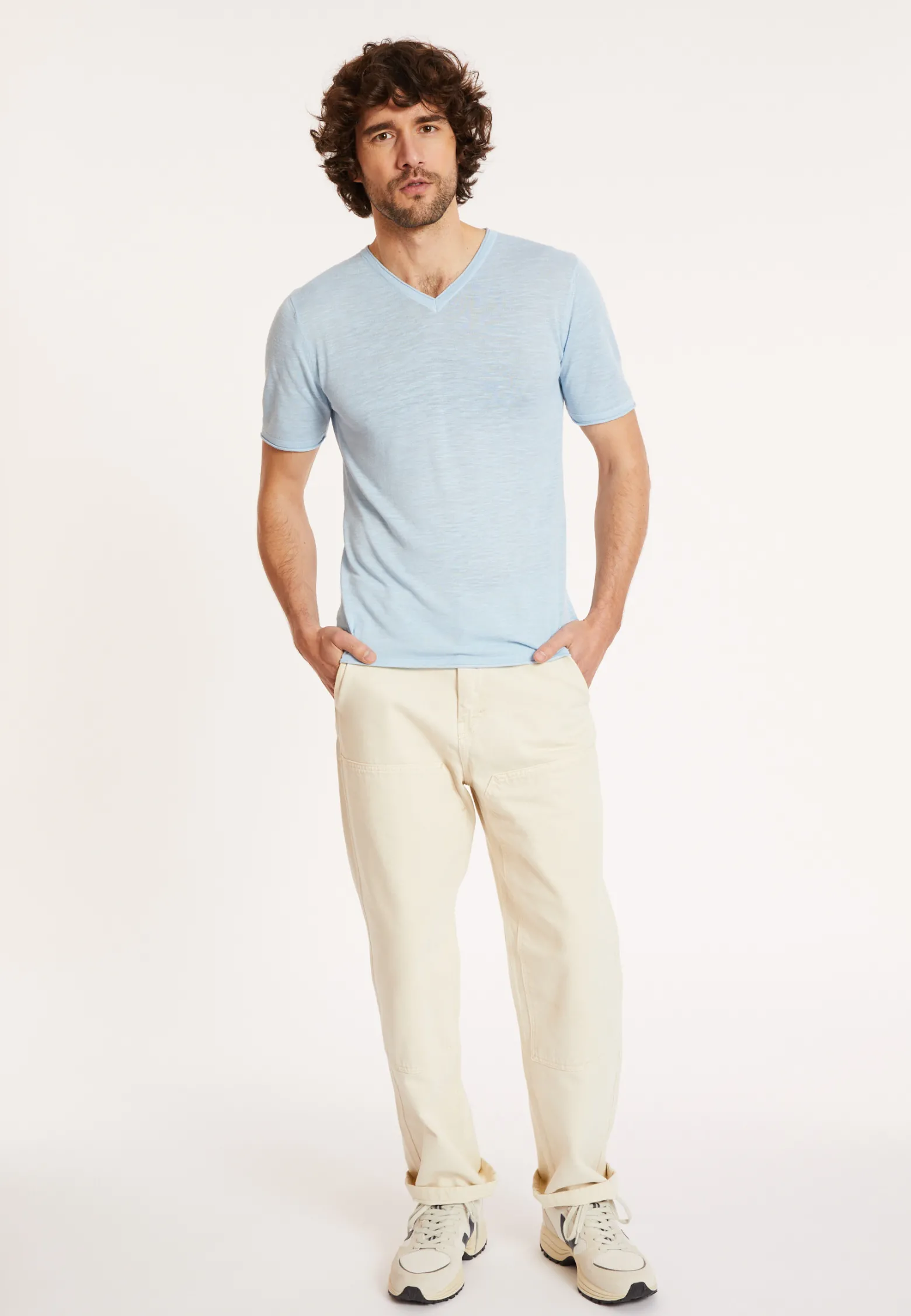 Montagut Slub linen V-neck T-shirt - Reuben