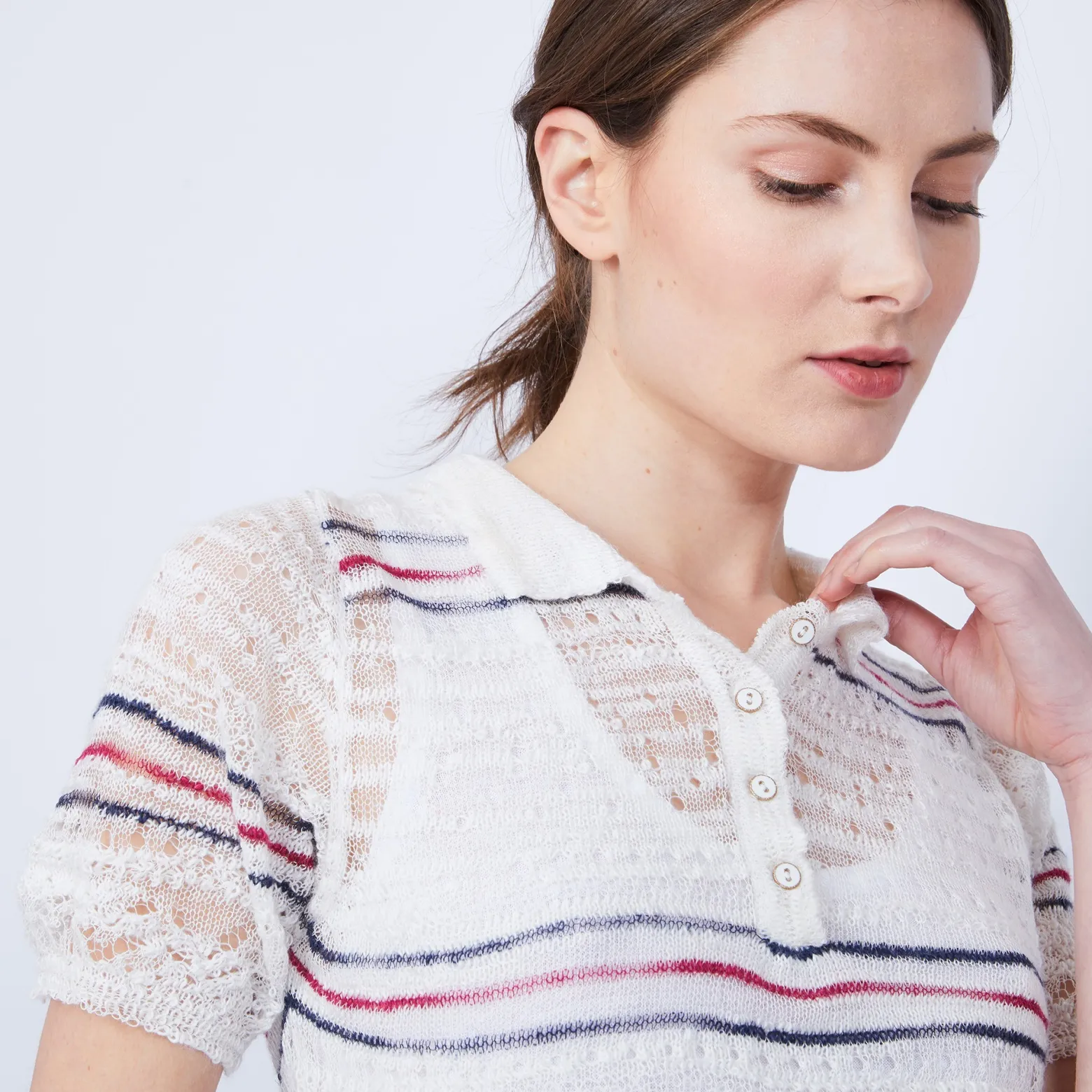 Montagut Striped T-shirt with polo collar - JUMELLE