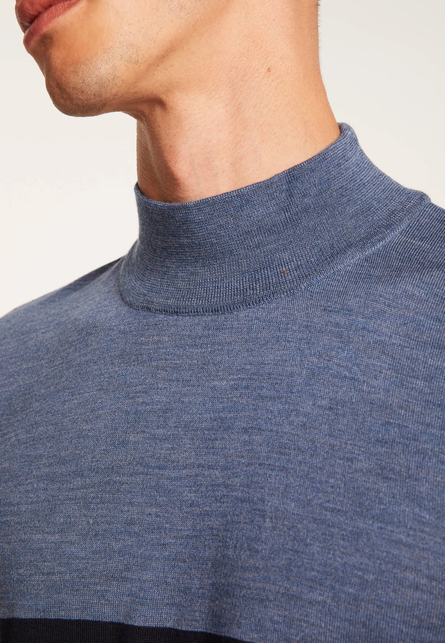 Montagut Striped wool sweater with high neck collar - Lazaar