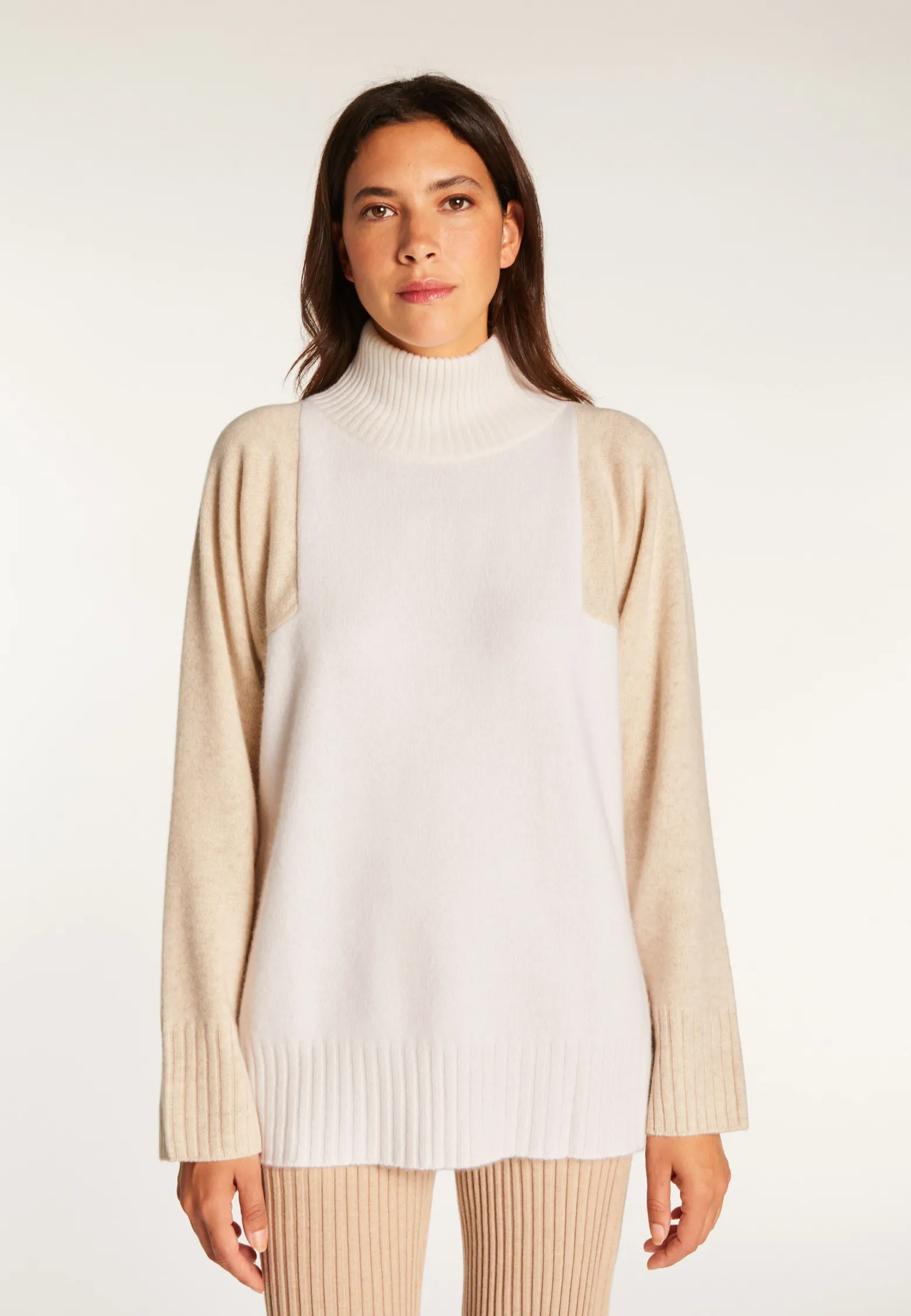 Montagut Two-tone high neck cashmere sweater - Roxane bis