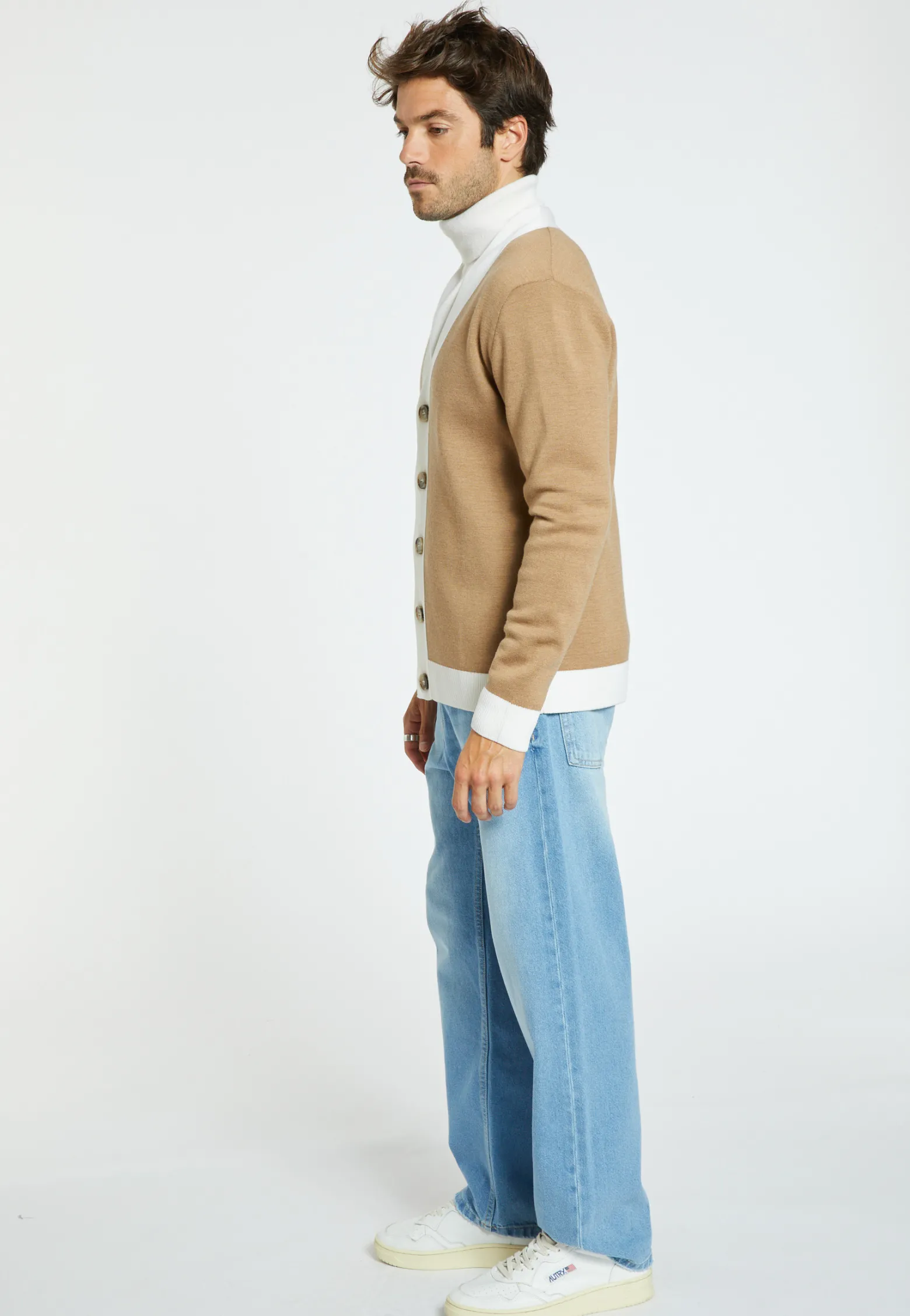 Montagut Two-tone merino wool cardigan - Silence