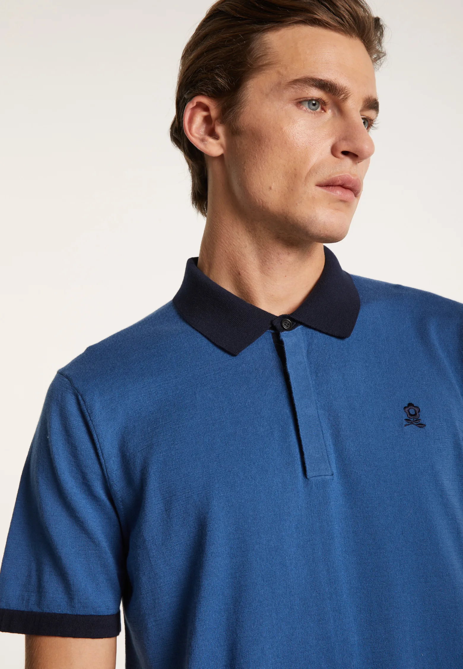 Montagut Two-tone organic cotton polo shirt - Ignacio