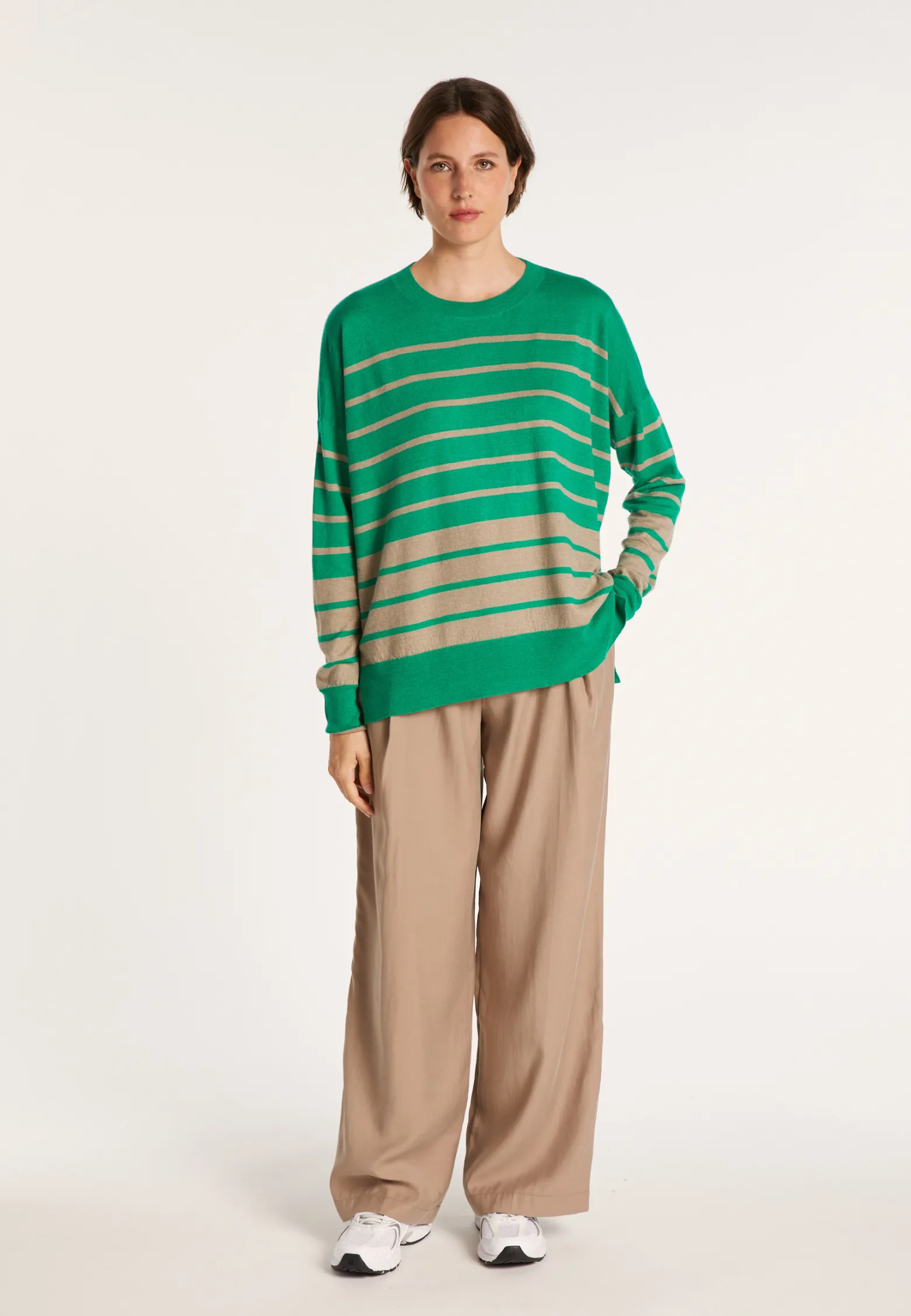 Montagut Two-tone striped cashmere linen sweater - Nerja
