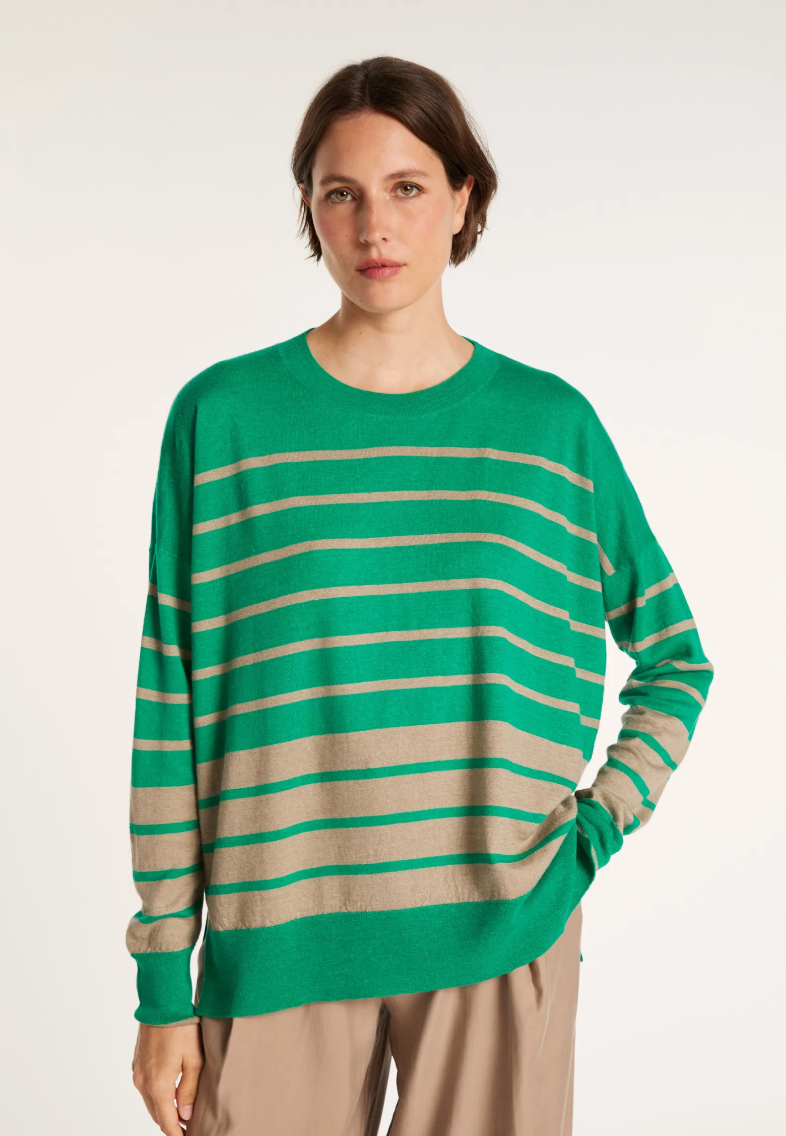 Montagut Two-tone striped cashmere linen sweater - Nerja