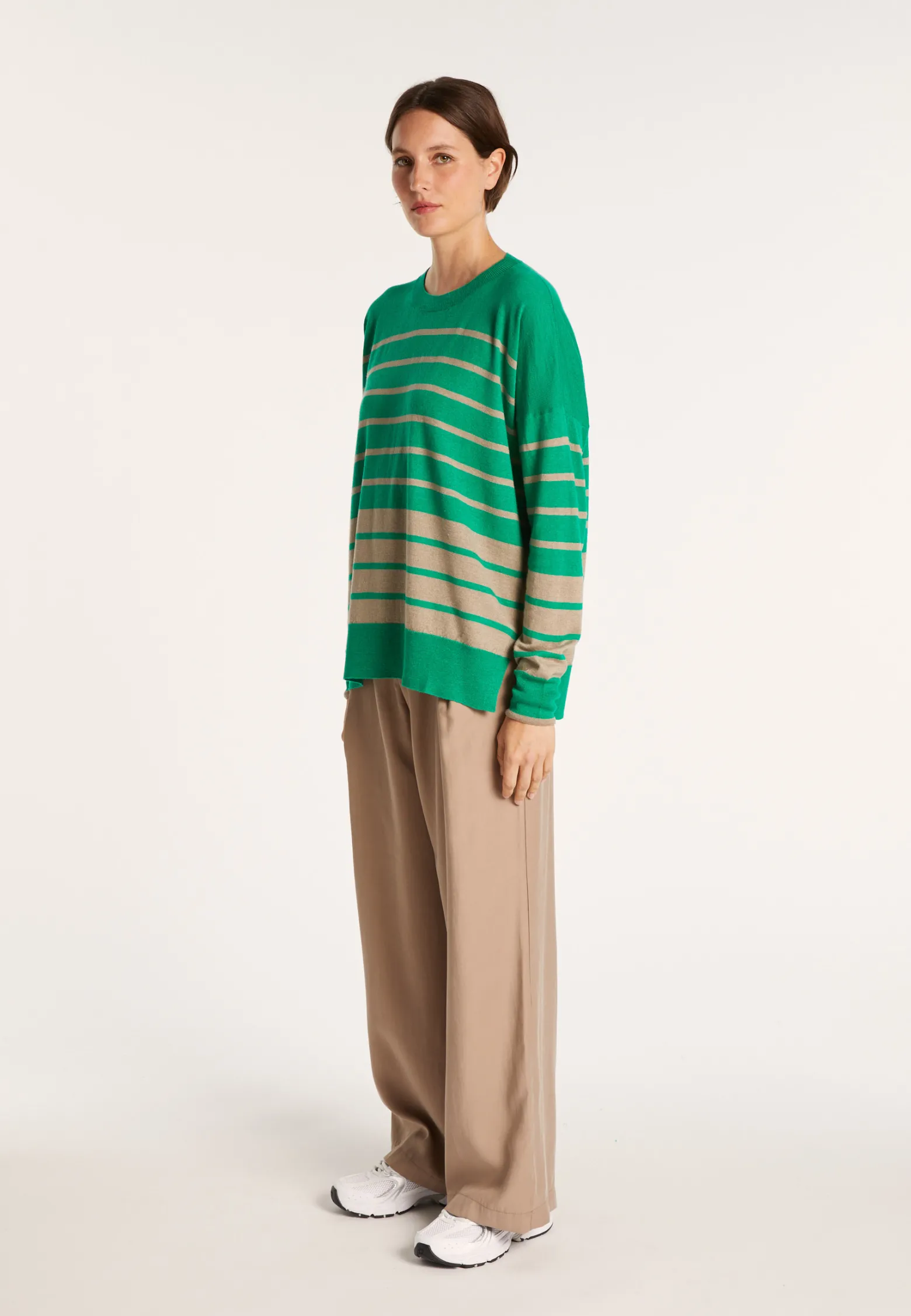 Montagut Two-tone striped cashmere linen sweater - Nerja