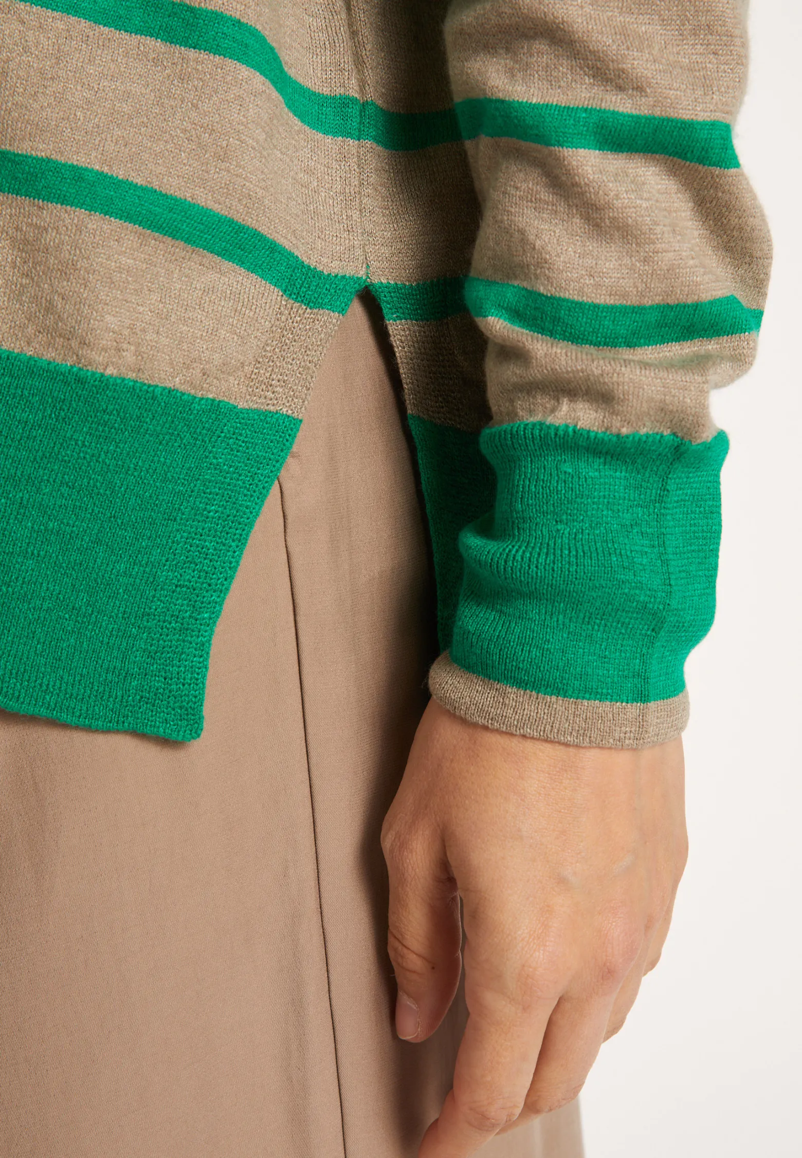 Montagut Two-tone striped cashmere linen sweater - Nerja