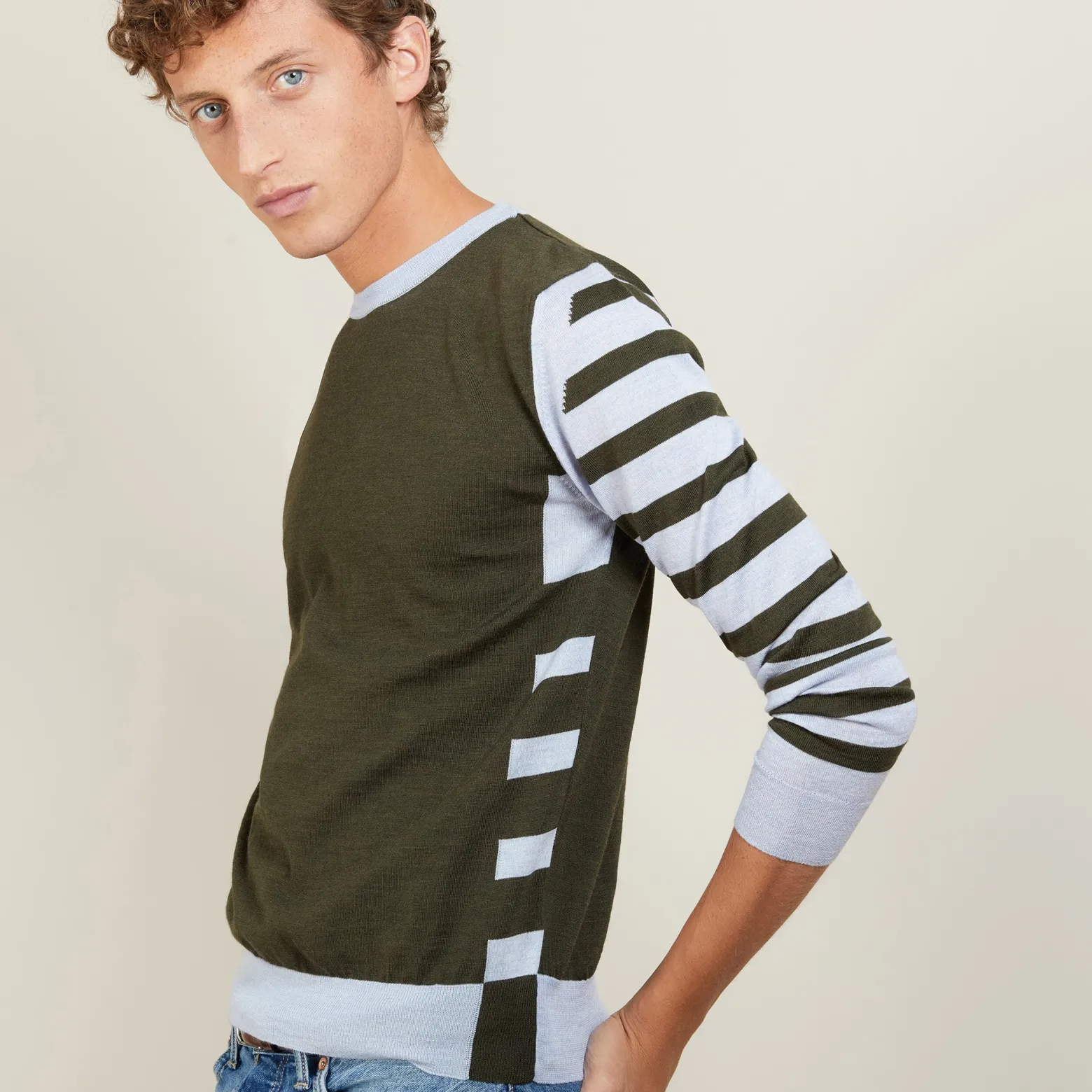 Montagut Two-tone striped wool sweater - LEO