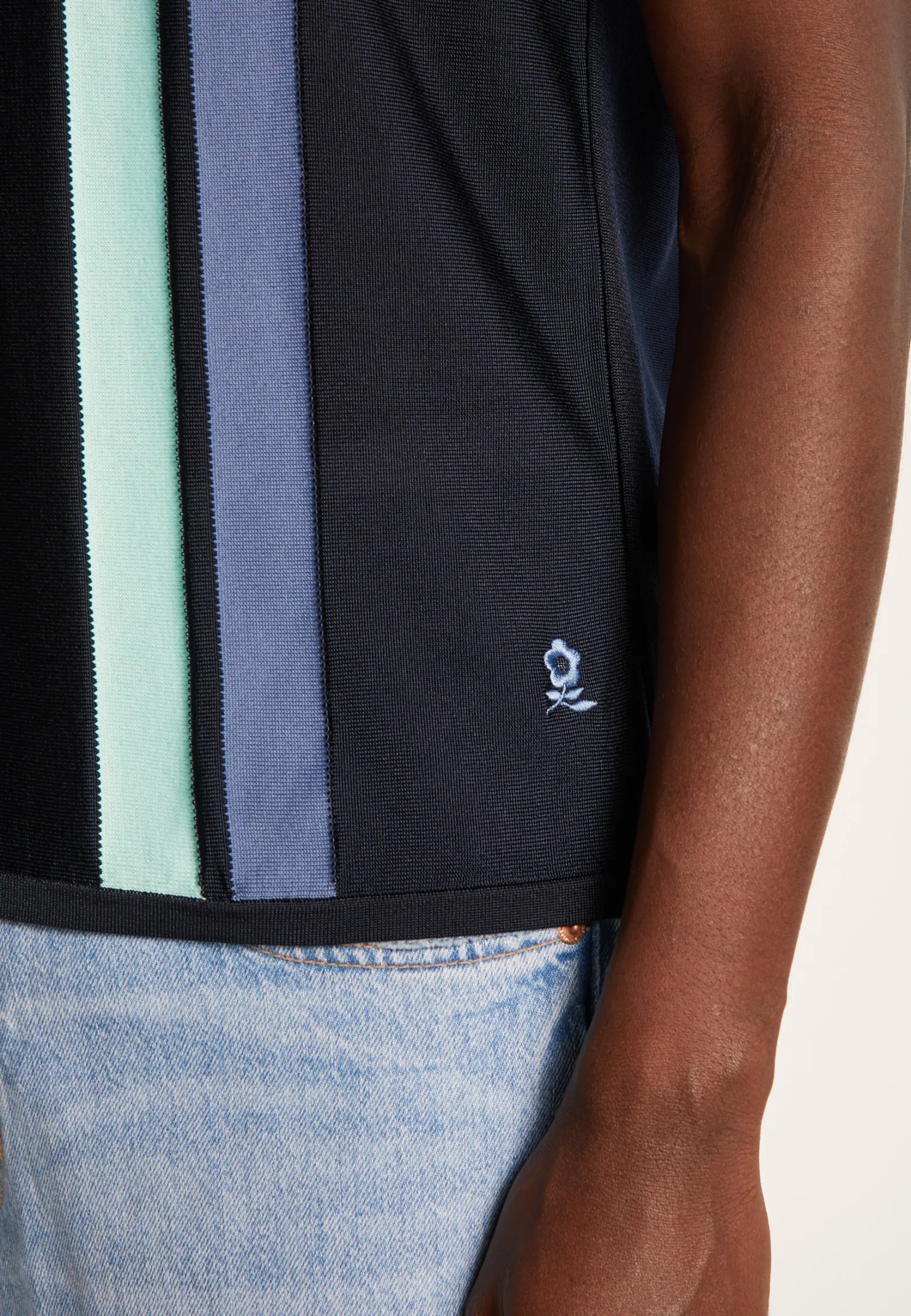 Montagut 4 vertical stripes polo shirt in Fil Lumière - Ilann