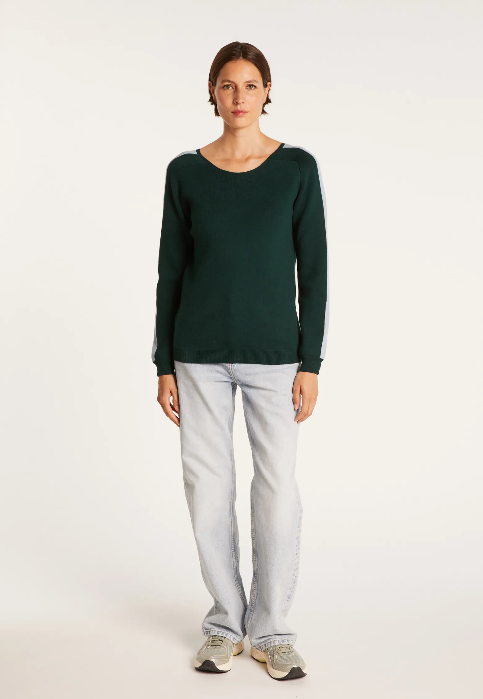 Montagut V-neck back jumper in cotton cashmere - Pandore
