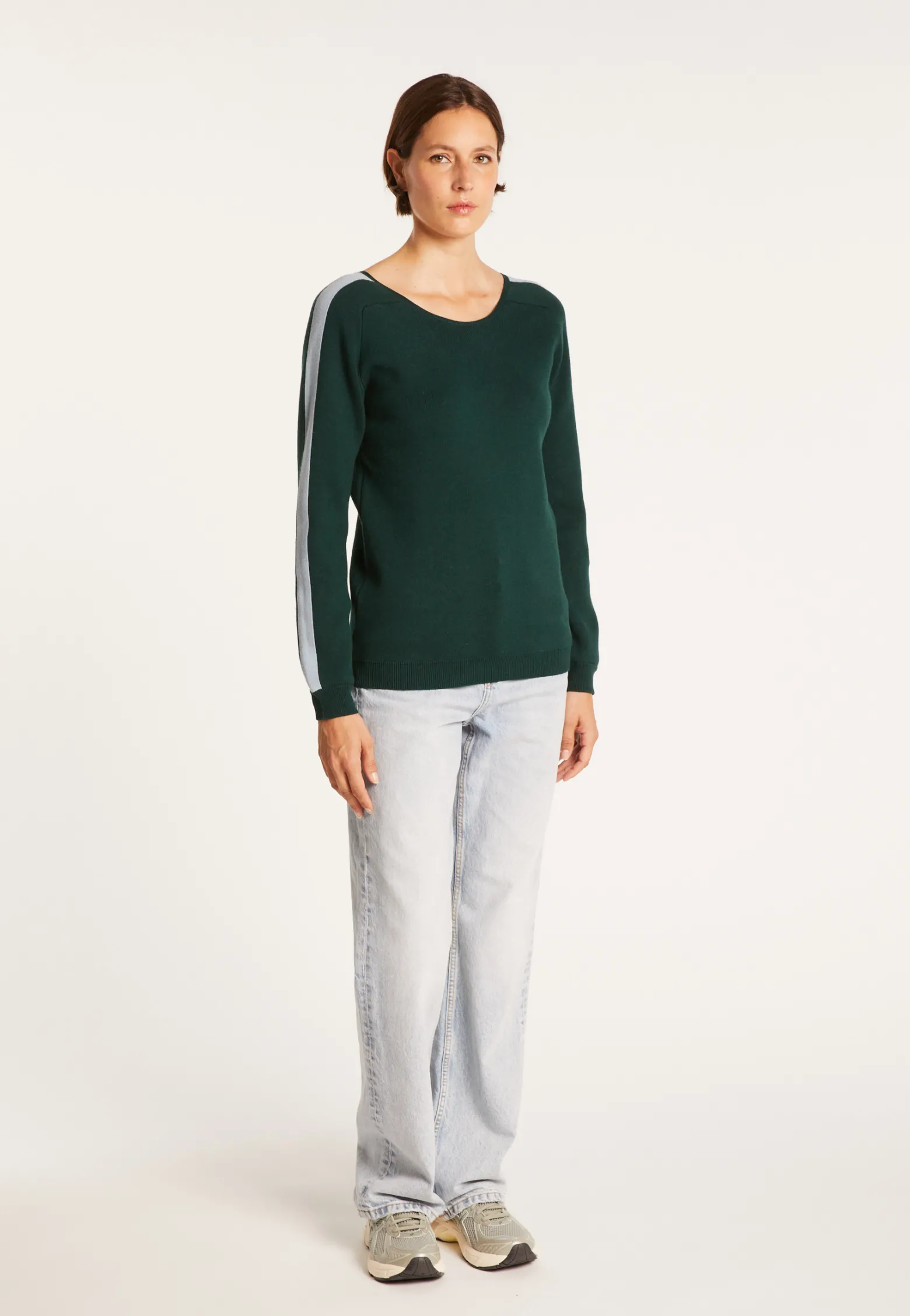 Montagut V-neck back jumper in cotton cashmere - Pandore