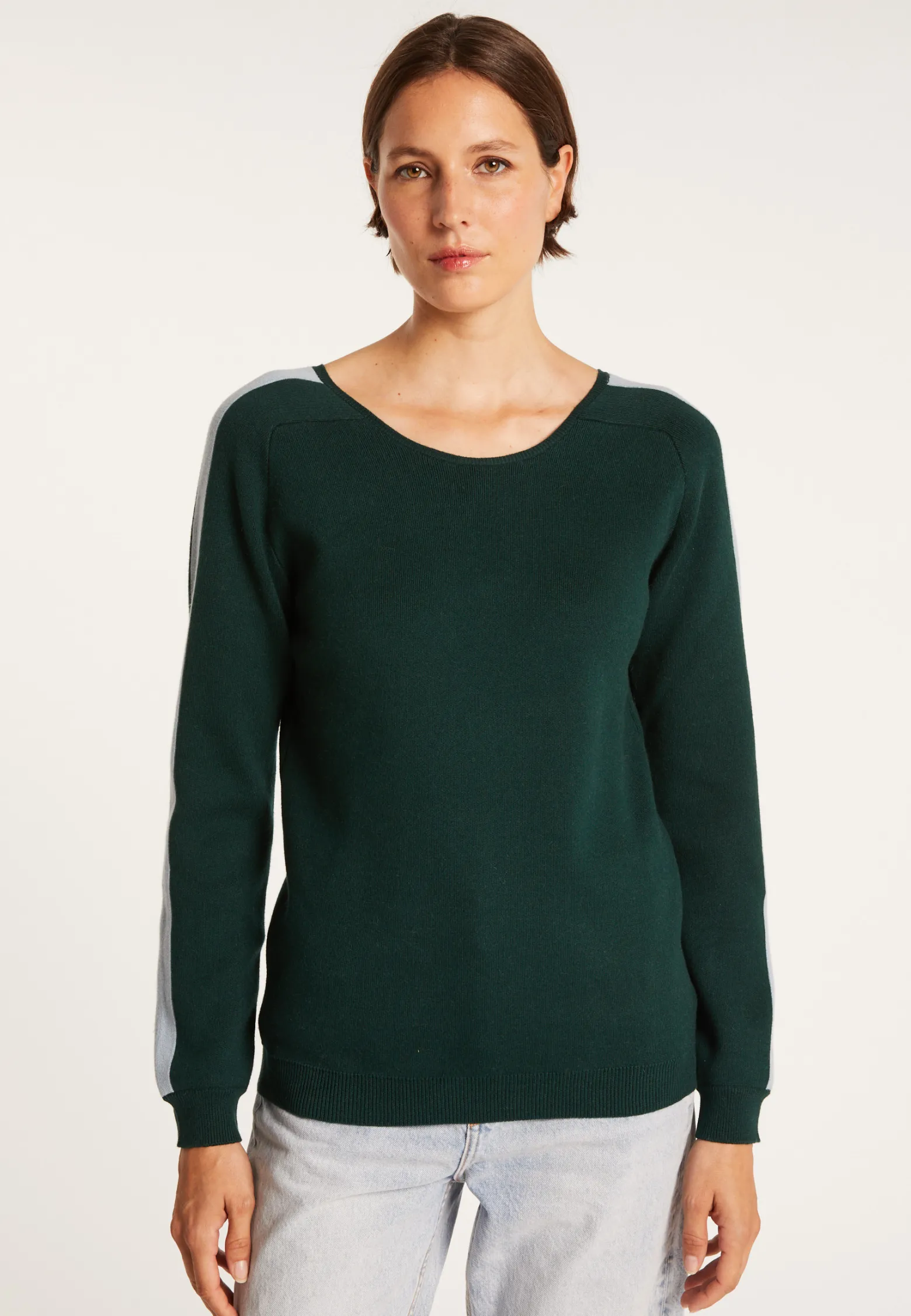 Montagut V-neck back jumper in cotton cashmere - Pandore