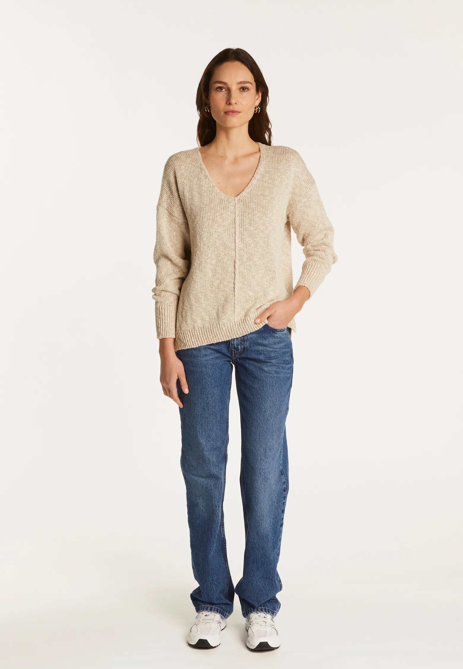 Montagut V-neck cotton and linen sweater - Nathalie