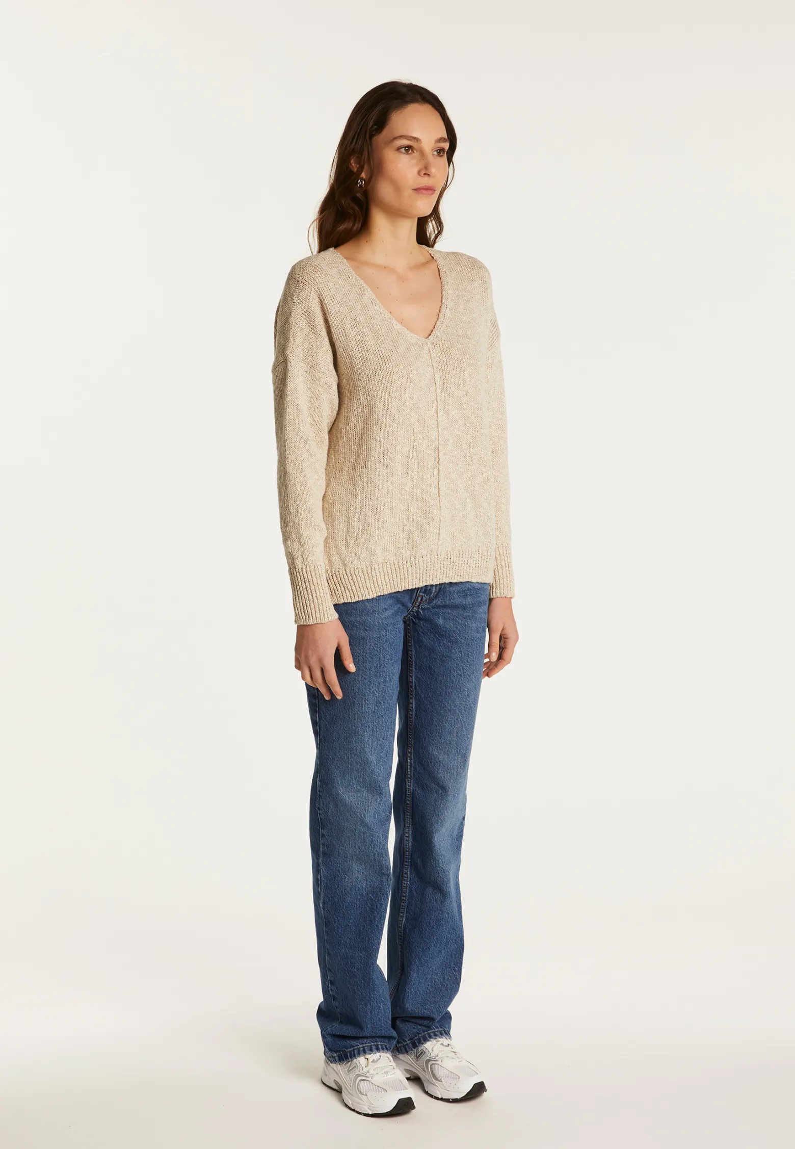 Montagut V-neck cotton and linen sweater - Nathalie