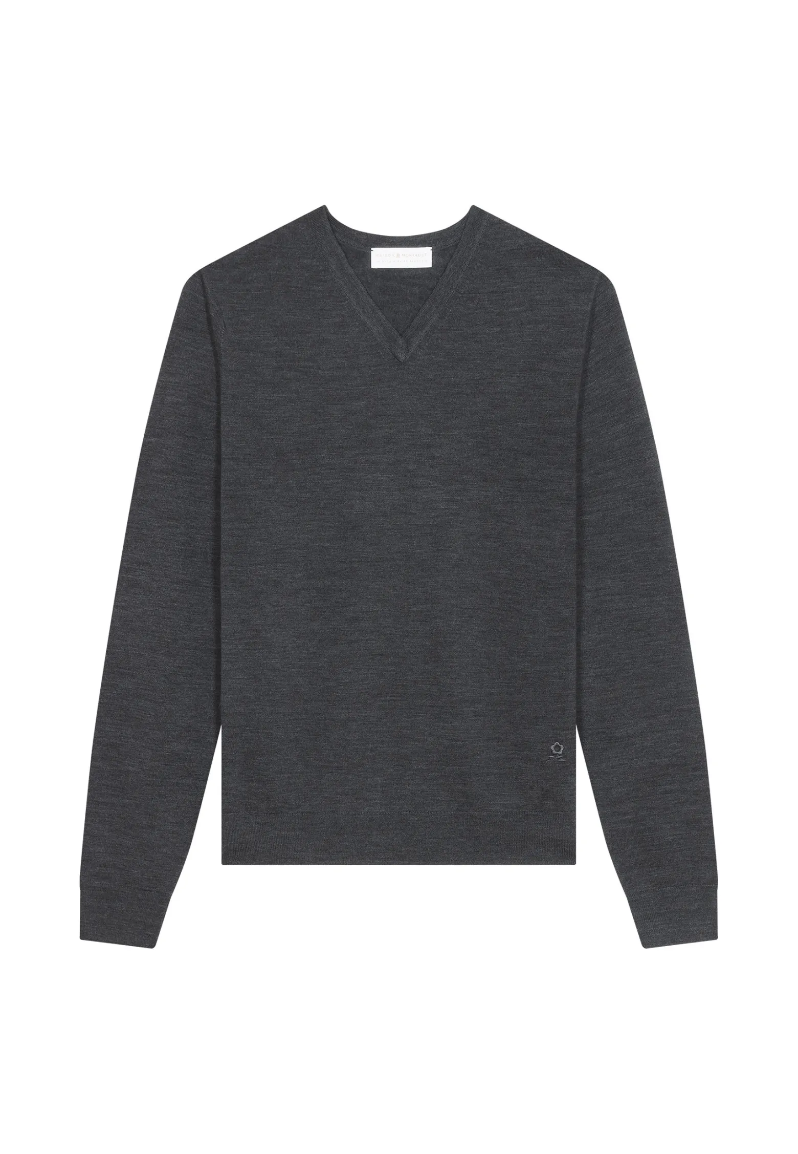 Montagut V-neck jumper in merino wool - Elmo