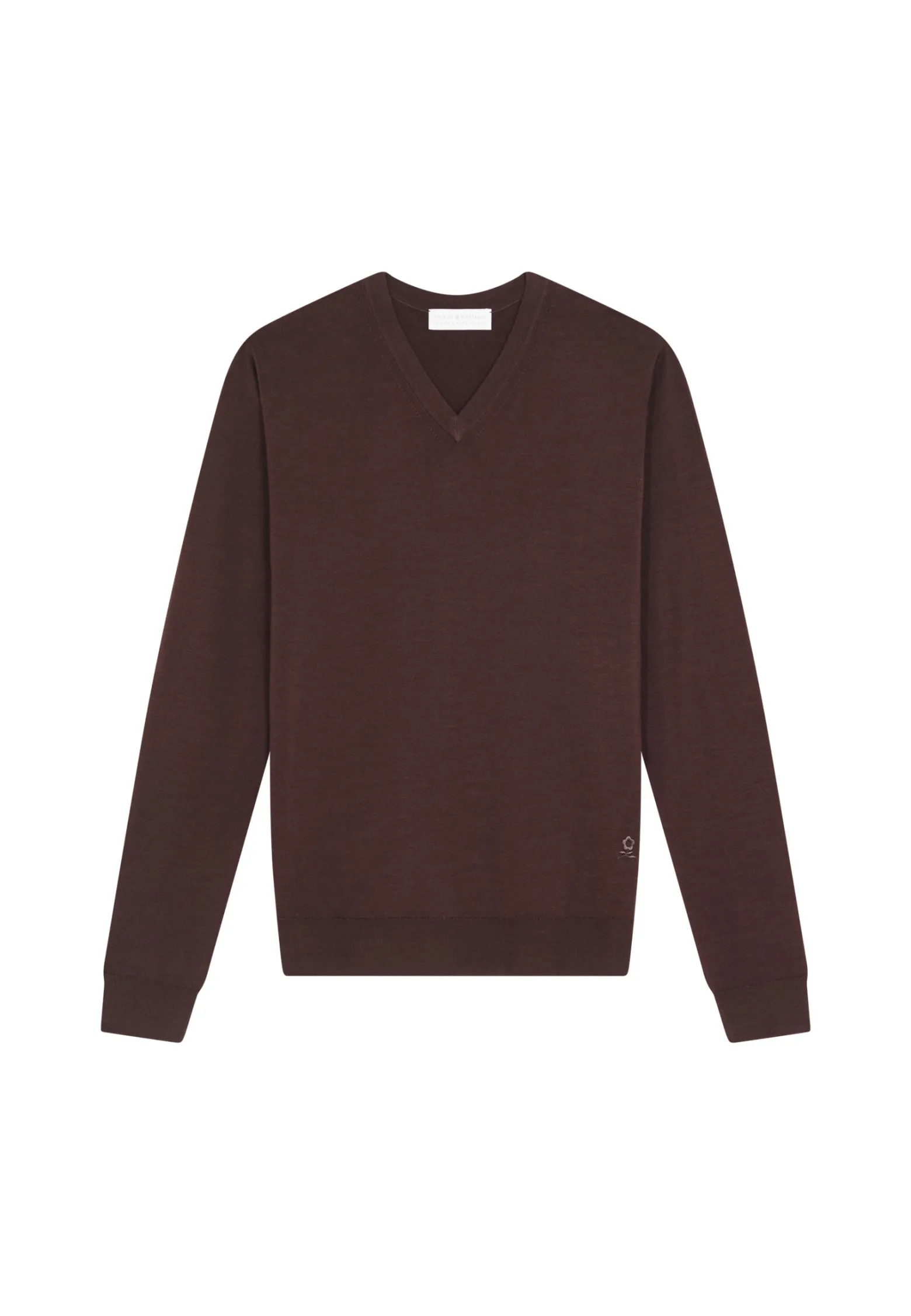 Montagut V-neck jumper in merino wool - Elmo