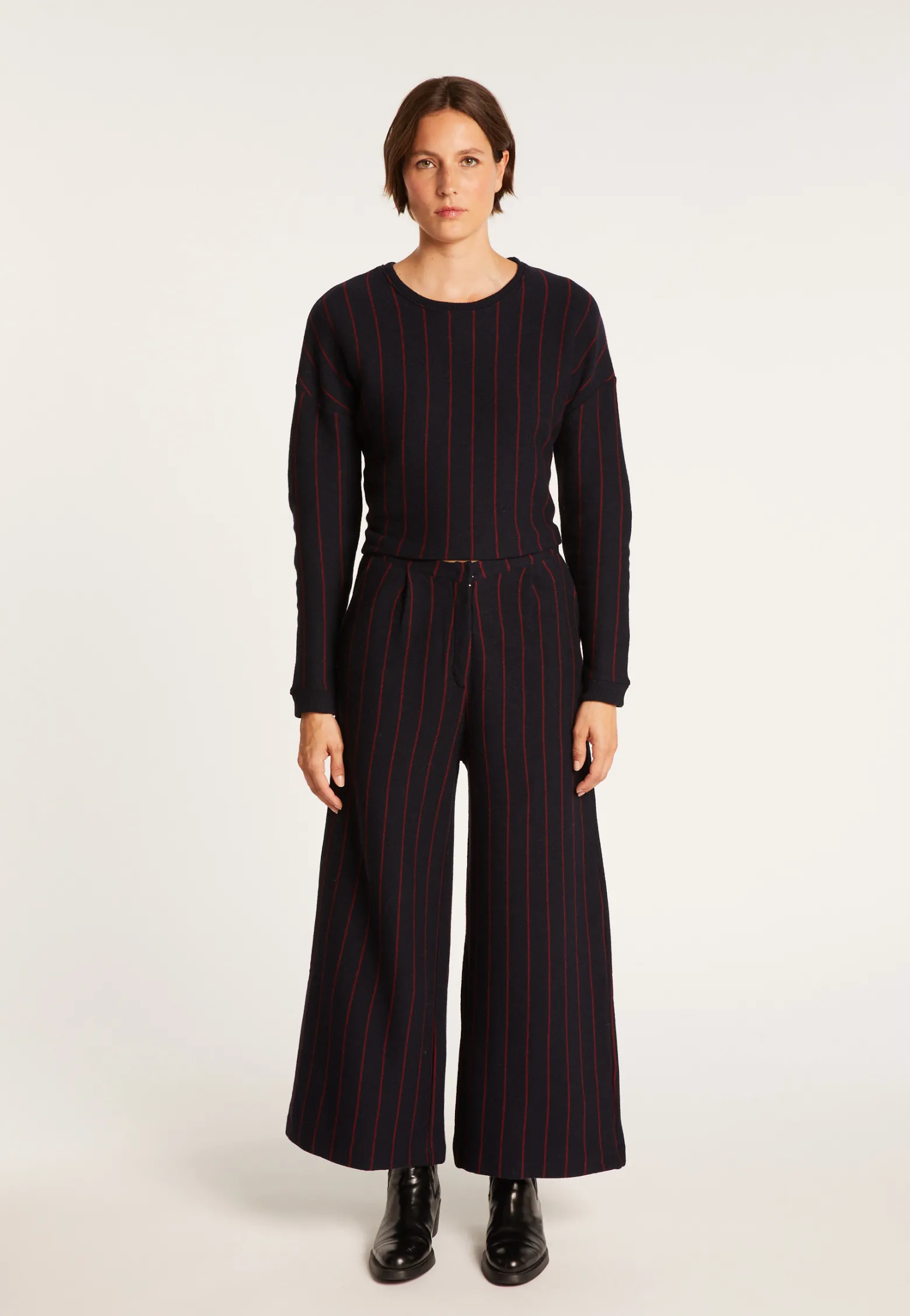 Montagut Wool and cotton trousers with tennis stripes - Lydie