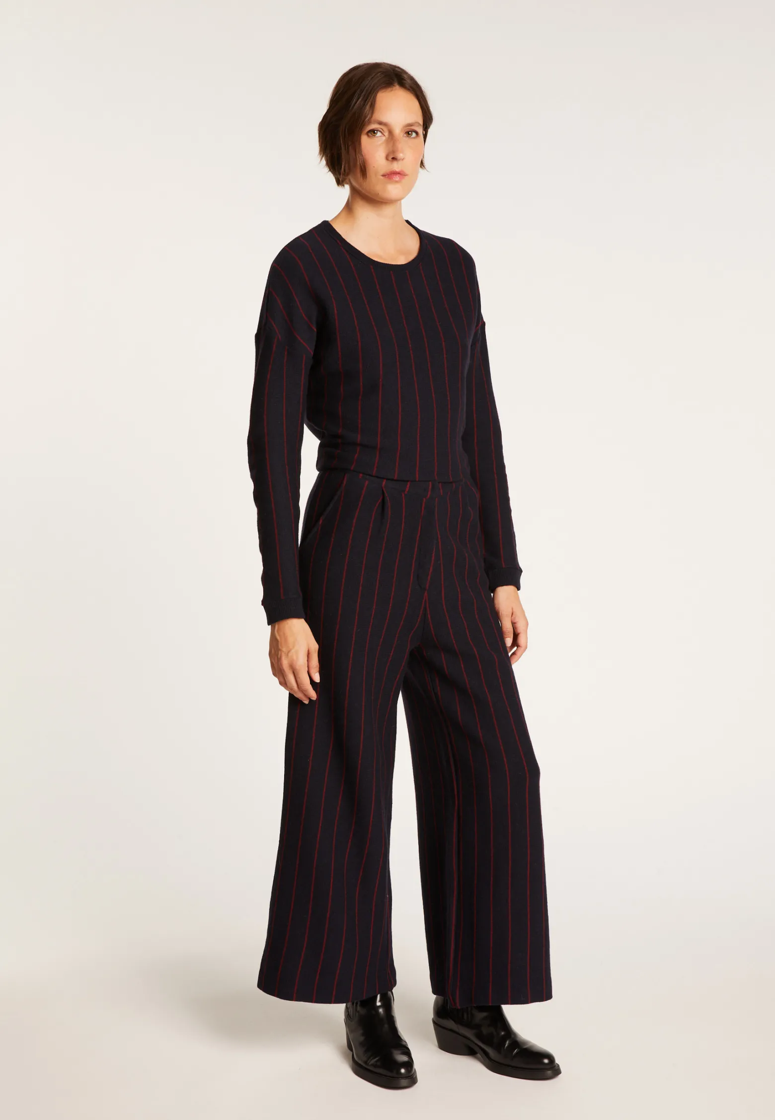 Montagut Wool and cotton trousers with tennis stripes - Lydie