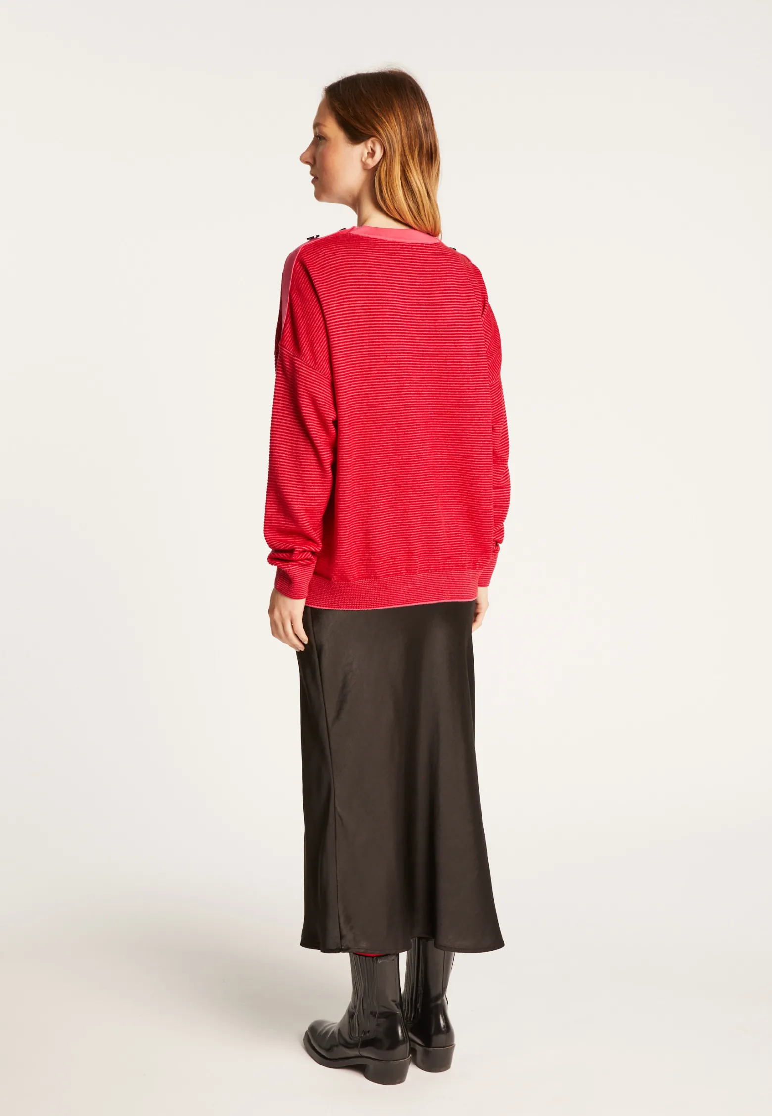 Montagut Wool and velvet sweater with shoulder buttons - Rochelle