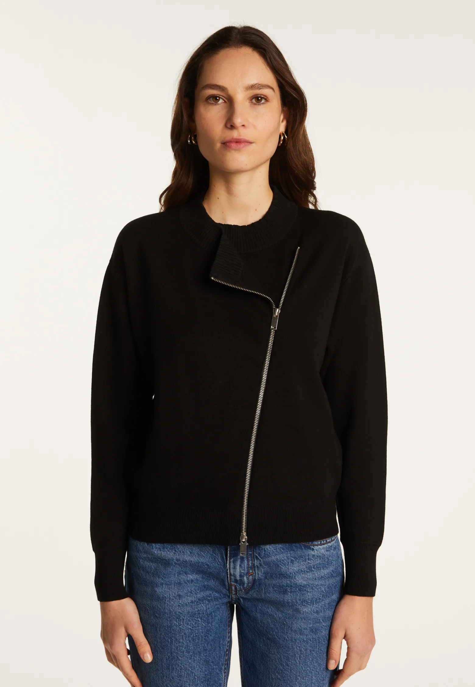 Montagut Wool Blend Zip-Up Sweater - Freya