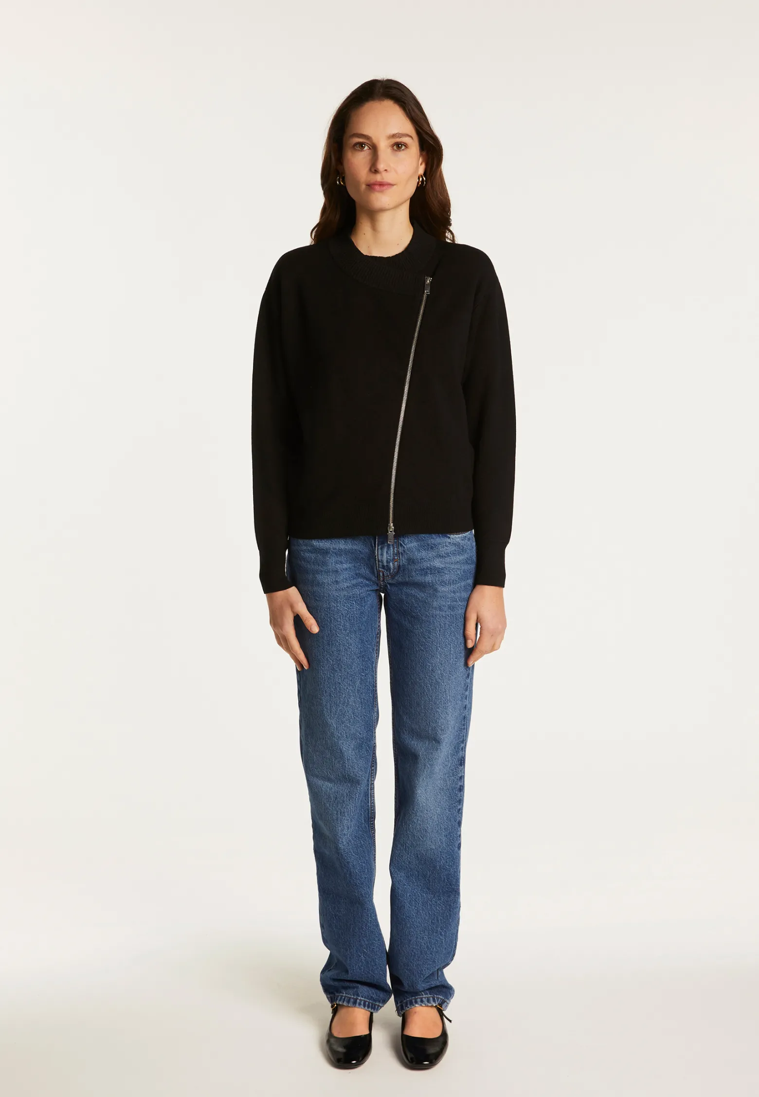 Montagut Wool Blend Zip-Up Sweater - Freya