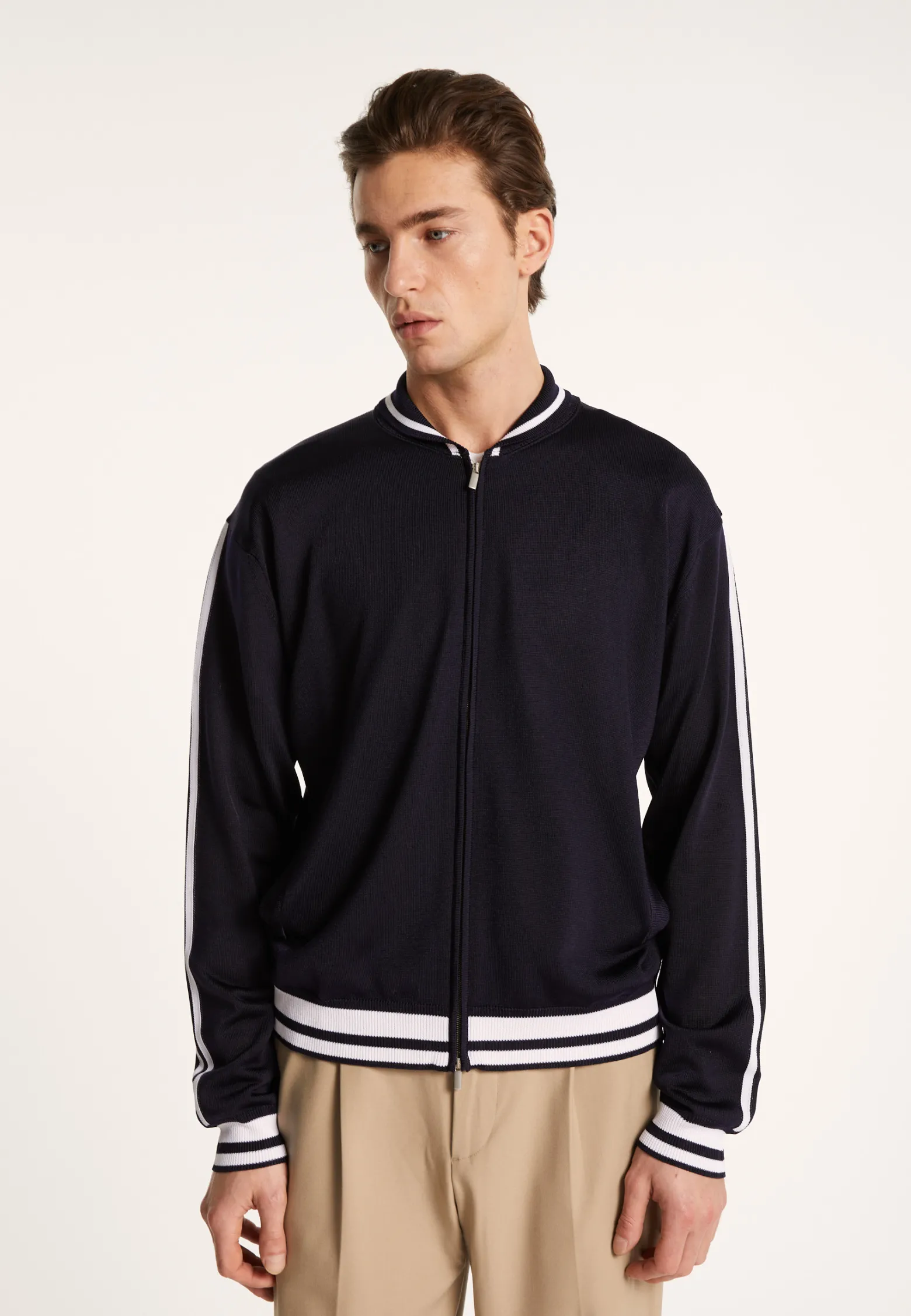 Montagut Zipped cardigan in Fil Lumière - Paddy